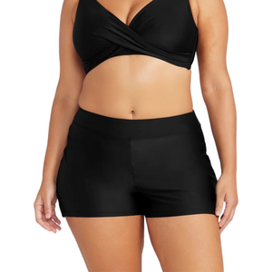 Artesands Black Hues Delacroix Nylon Swim Shorts Plus Size 20+ Mid Rise